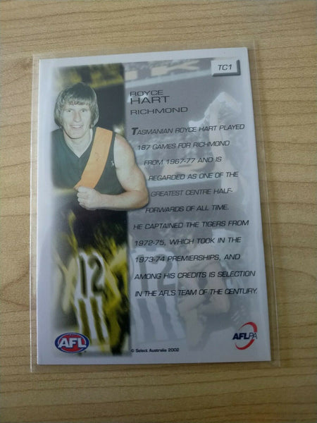 2002 Select Exclusive Gold Tribute Card Royce Hart Richmond TC1