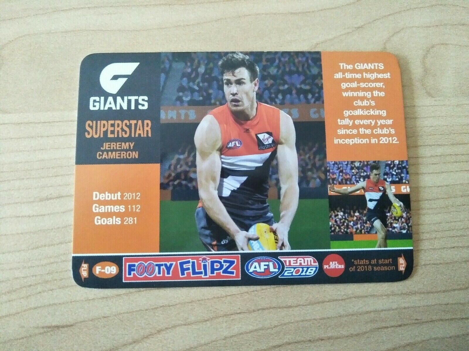 2018 AFL Teamcoach Footy Flipz Card GWS Jeremy Cameron/Callan Ward