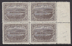 Tasmania Australian States SG 262 3d brown pictorial in block of 4 MUH