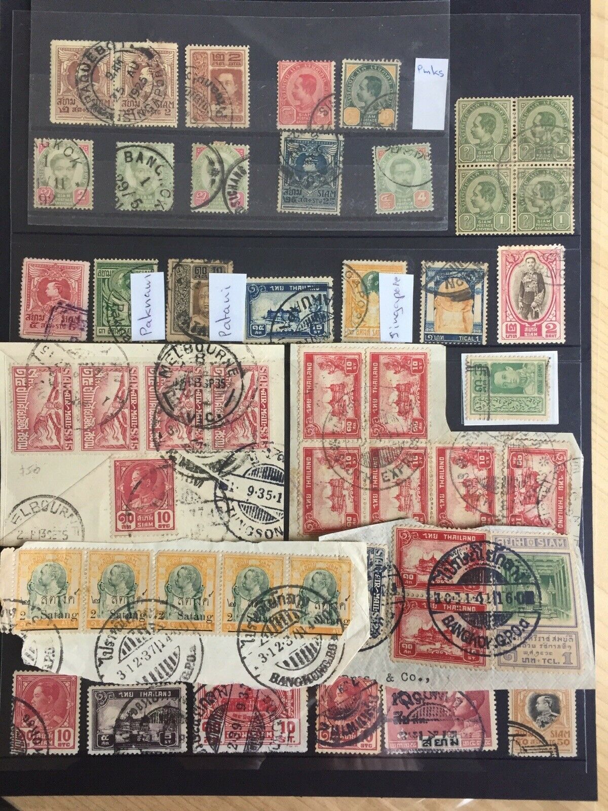 Thailand Pre War Postmark Collection Includes Paquebot & a few 1800s Issues.