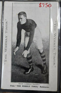 VFL 1910 Weekly Times Postcard Essendon Football Club Ernie Cameron