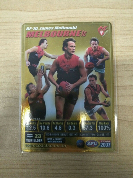 2007 Teamcoach Gold Best And Fairest James McDonald Melbourne