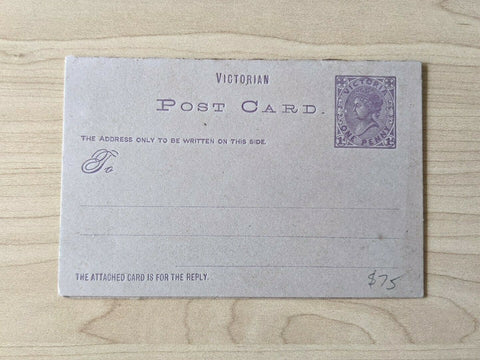 Victoria Australian States 1d Post Card Reply postal stationery Mint PC22