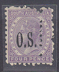 SA Australian States SG O61 4d optd OS double perforation error both ways MLH