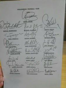 1996 Page Of Collingwood FC Signatures