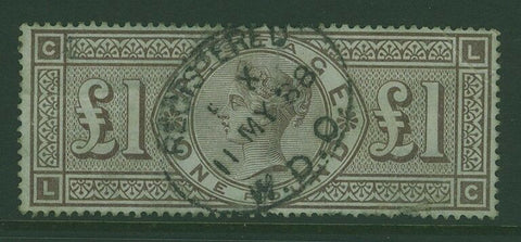 GB Great Britain SG 186 £1 brown-lilac Used some faults