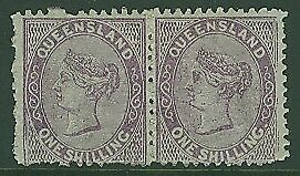 Queensland Australian States SG 145 1/- pale lilac pair Mint Hinged