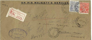 Australia KGV 1928 OHMS Registered cover. "Unclaimed" and "Dead Letter Centre"
