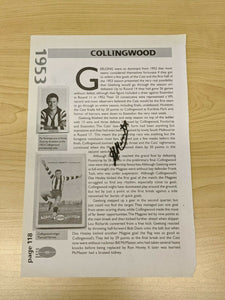 VFL Collingwood Football Club Thorold Merrett Signature 1953 Grand Final Page