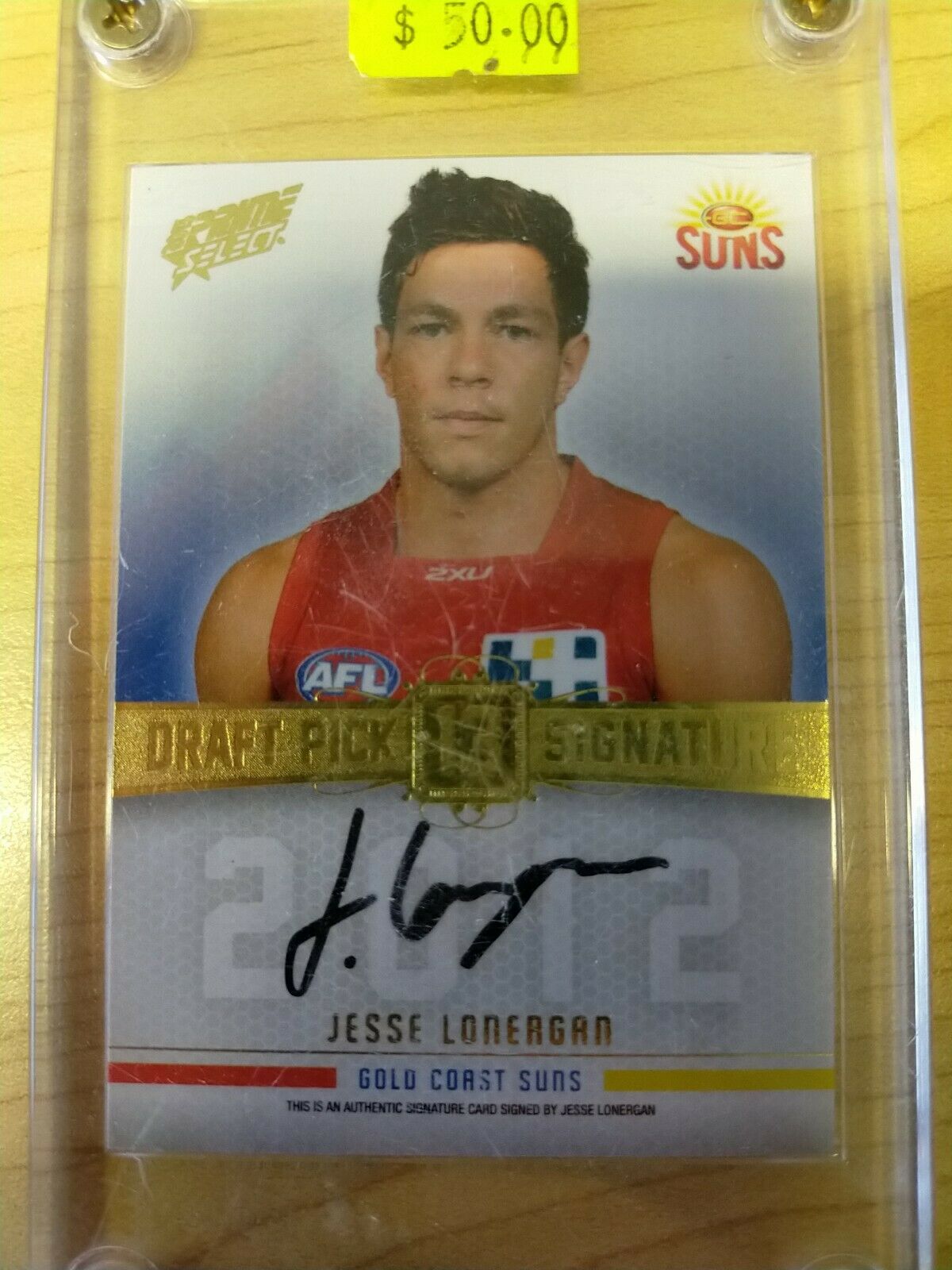2013 Select Prime Draft Pick Signature Jesse Lonergan GC Suns No.097/280