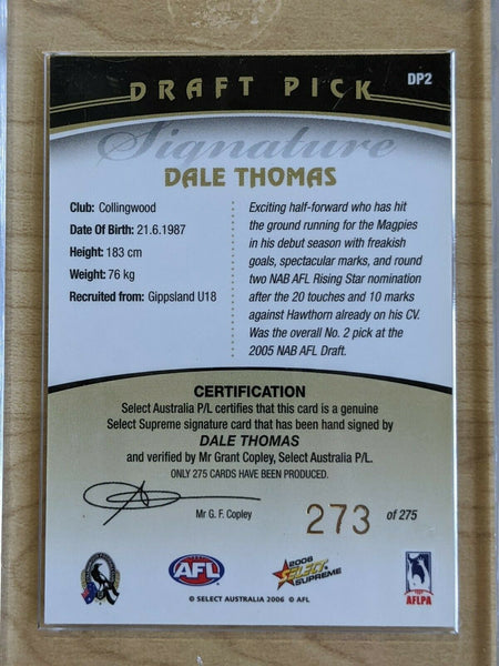 2006 AFL Select Supreme Draft Pick Dale Thomas Collingwood