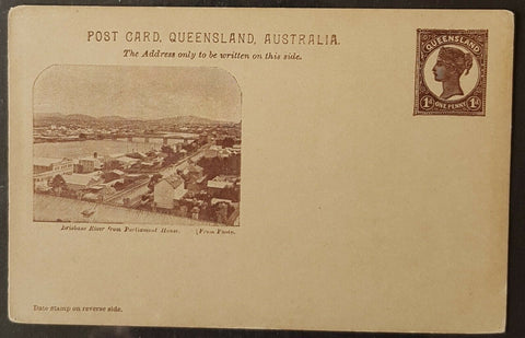 Queensland Post Card, 1d Brisbane River from Parliament House HG 10 mint