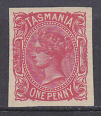 Tasmania Australian States SG 144a 1d rose side face error imperforate Mint