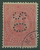 Victoria Australian States Australia SG 431a £1 Dull Rose KEVII Perforate OS CTO