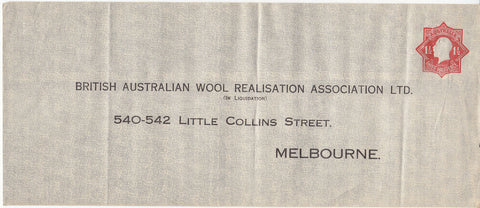 Australia Embossed Envelope 1½d red KGV PTPO Brit Aust Wool samples mint