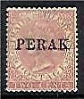 Perak on Straits Settlements  SG 17a 2c rose Double Overprint Error Mint no gum