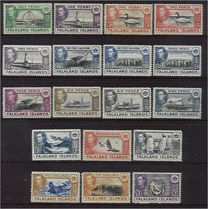 Falkland Islands SG 146/63 KGVl Definitives set of 18 MUH whales penguins birds