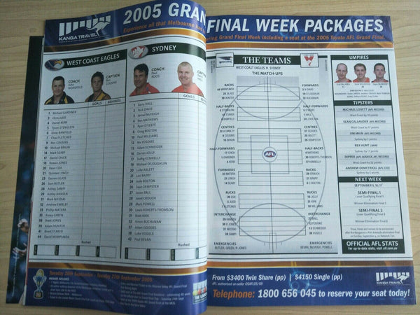 2005 Qualifying And Elimination Finals Football Record 4 Games