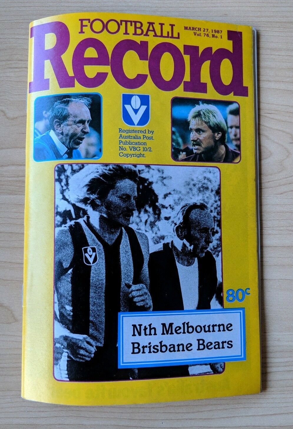 VFL 1987 Football Record Brisbane Bears First Game North Melbourne v Brisbane Bears