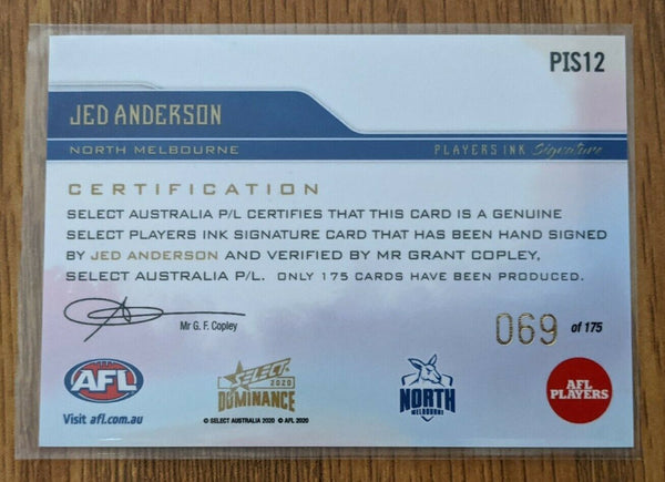 2020 Select Dominance - Jed Anderson - Players Ink Signature North Roos 069/175