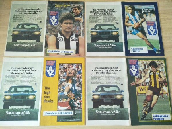 Lot Of 1982 VFL Football Records Collingwood Games x 21