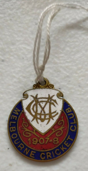 Cricket 1907-8 RARE Melbourne Cricket Club Membership Badge Very Good Condition No.1569