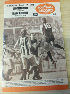 VFL 1972 Football Record April 19 Richmond v Hawthorn