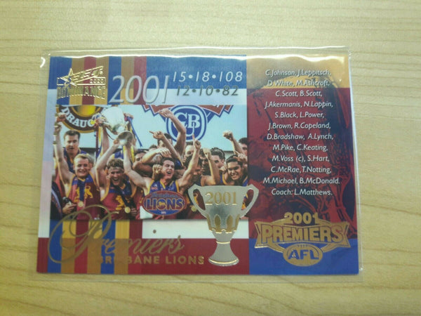 2020 Select Dominance 2001 Premiership Card of Brisbane Lions Low No. 002 of 275