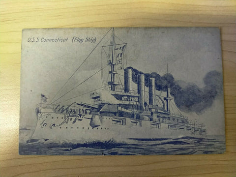 American Vintage USS Connecticut Flag Ship American Fleet Souvenir Postcard