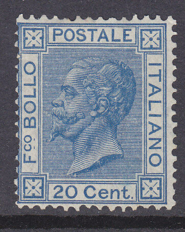Italy SG 20a 1863 20c blue Mint no gum