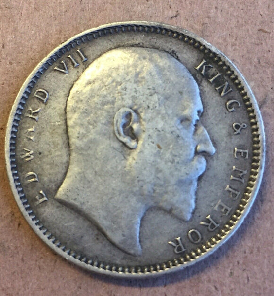 India 1907 Edward VII Silver Rupee