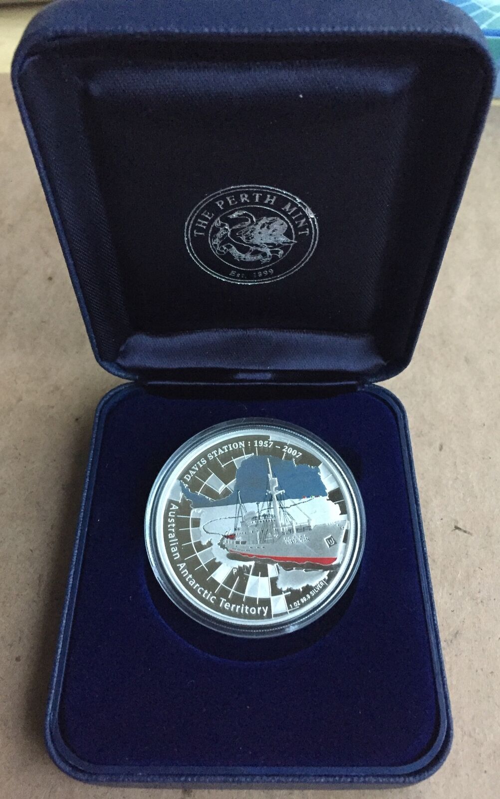 2007 Australian Antarctic Territory $1 Davis Station 1oz Silver Proof Coin - NO CERTIFICATE