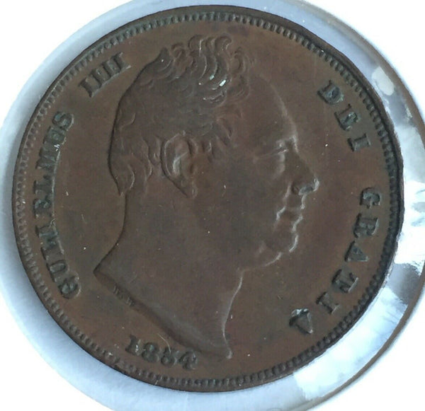 UK Great Britain King William IV 1834 Farthing Coin Very Fine