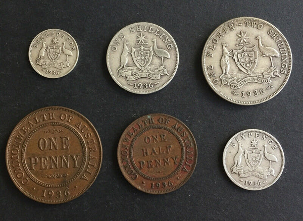 Australia 1936 Pre Decimal 6 Coin Set IDEAL BIRTHDAY GIFT
