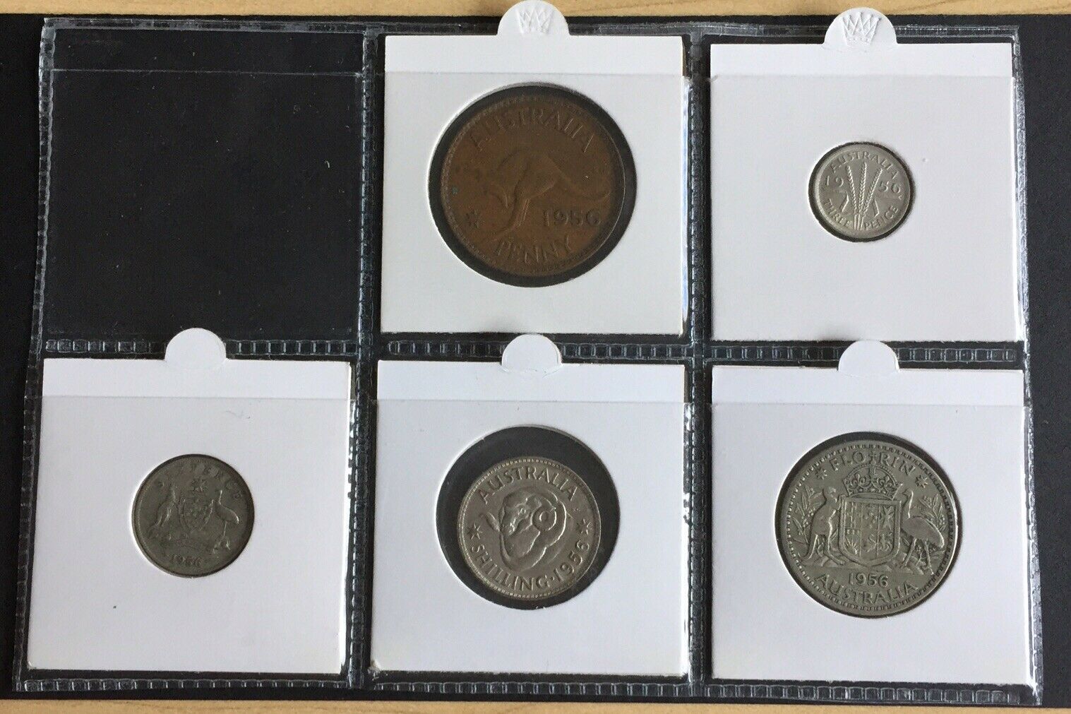 Australia 1956 Pre Decimal 5 Coin Set  (no Halfpenny Issued) IDEAL BIRTHDAY GIFT