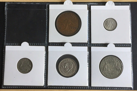 Australia 1956 Pre Decimal 5 Coin Set  (no Halfpenny Issued) IDEAL BIRTHDAY GIFT