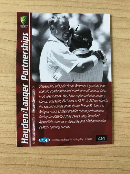 Elite Sports Haden/Langer Partnerships Cricket Card 2003