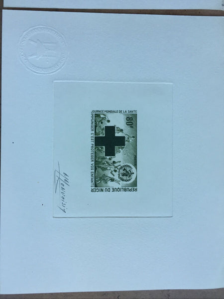 Niger 80f. Red Cross Artist Signed Die Proof 4 Different Colours SG679