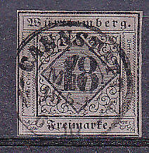 Wurttemberg, German States, Germany, Michel  5 18k black on lilac Used