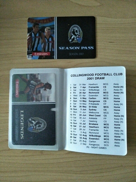 2001 Collingwood Legends Adult Membership And Social Membership Pass