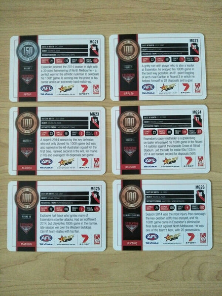 2015 Select Milestones Essendon Bombers Team Set MG21-26