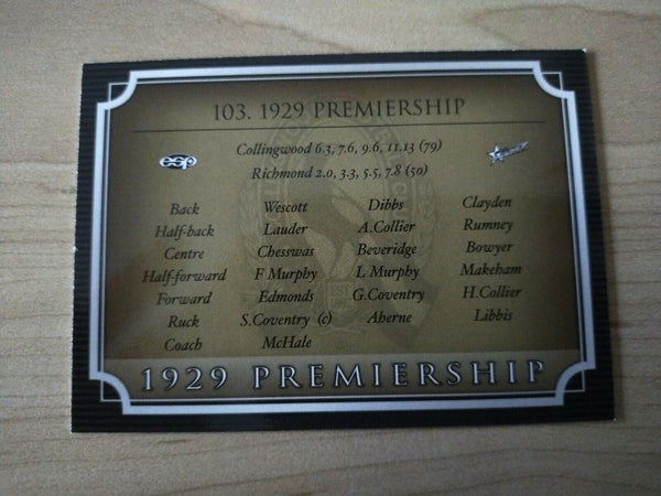 Select ESP Official AFL Collingwood Team Of The Century 1929 Premiership (103)