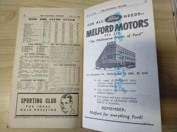 VFL 1955 May 21 Football Record Collingwood v Essendon