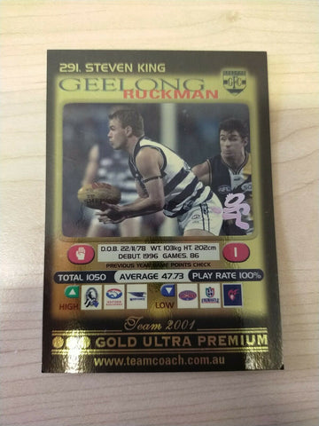 2001 Teamcoach Gold Prize Card Geelong 291 Steven King