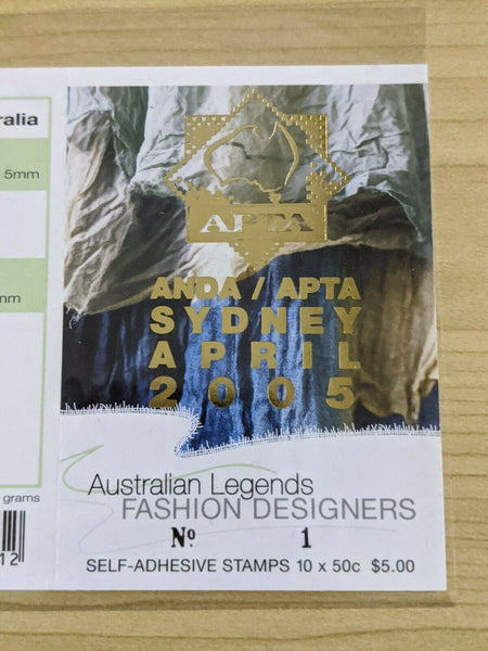 Australian Legends Fashion Designers 50c Self Adhesive Stamp Ovpt No 1