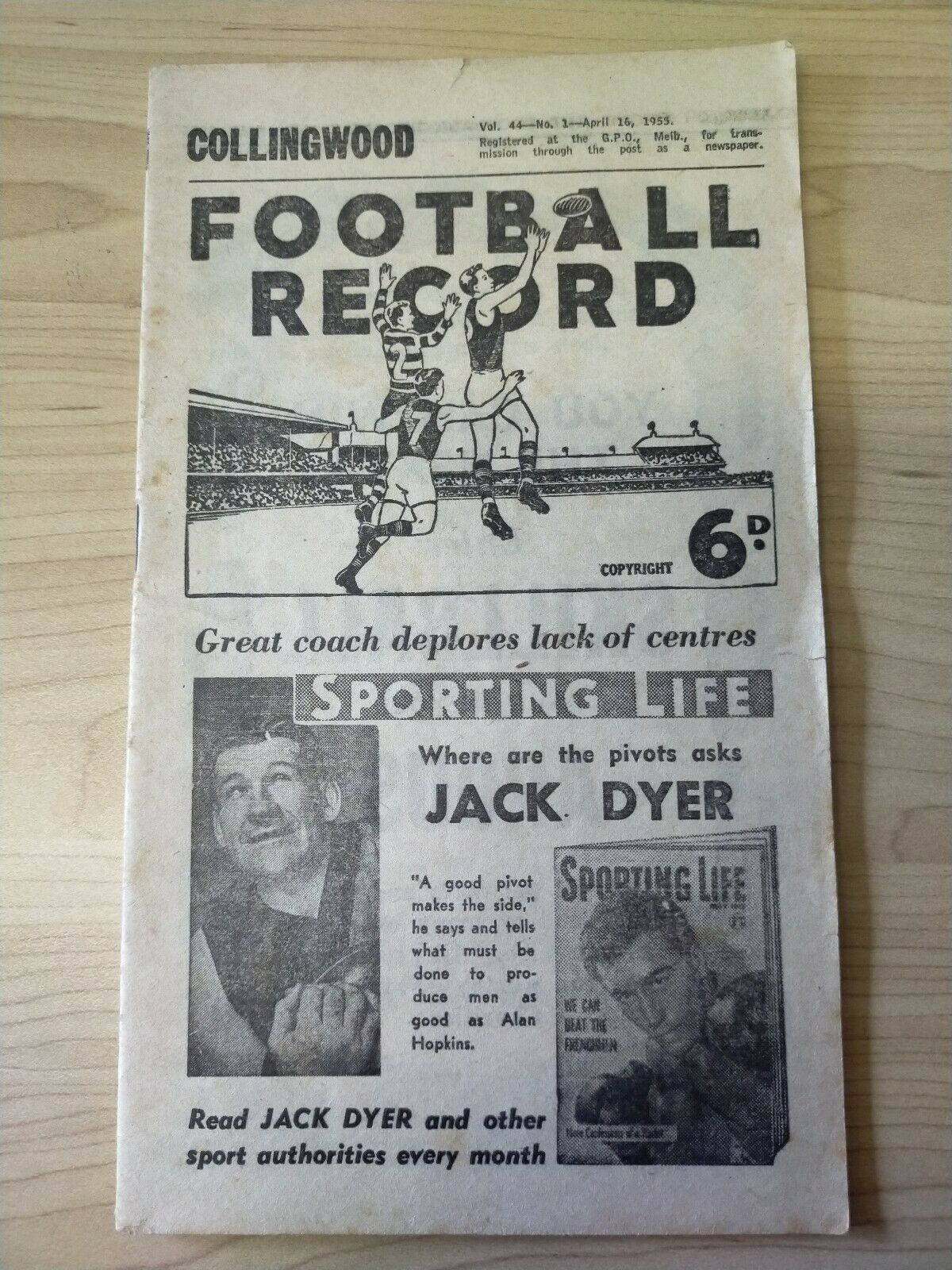 VFL 1955 April 16 Football Record Collingwood v Footscray