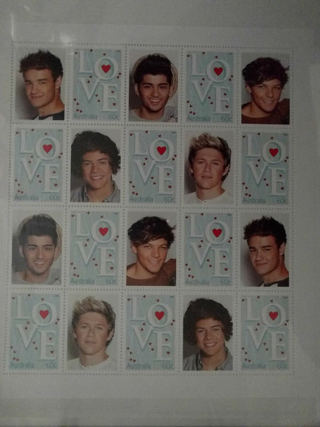 Australia 60c SES Souvenir Sheet - One Direction LOVE music 2 x sheets