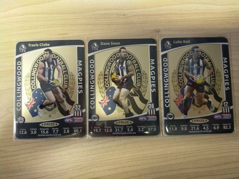 2012 Teamcoach Prize Card Collingwood Set - Cloke, Swan, Ball