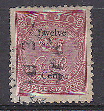 Fiji Pacific Islands SG 15 12c on 6d carmine-rose Used