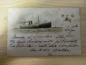 Australia France 1904 Vintage P&O Ship Postcard cancelled Marseilles Paquebot